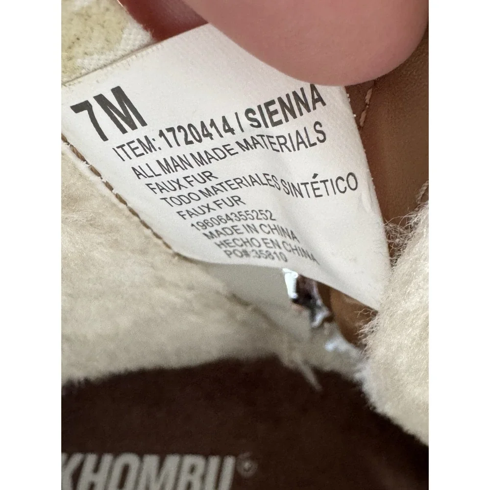 Khombu Chestnut Tan Shearling-Trim Winter Rain Ankle Boots